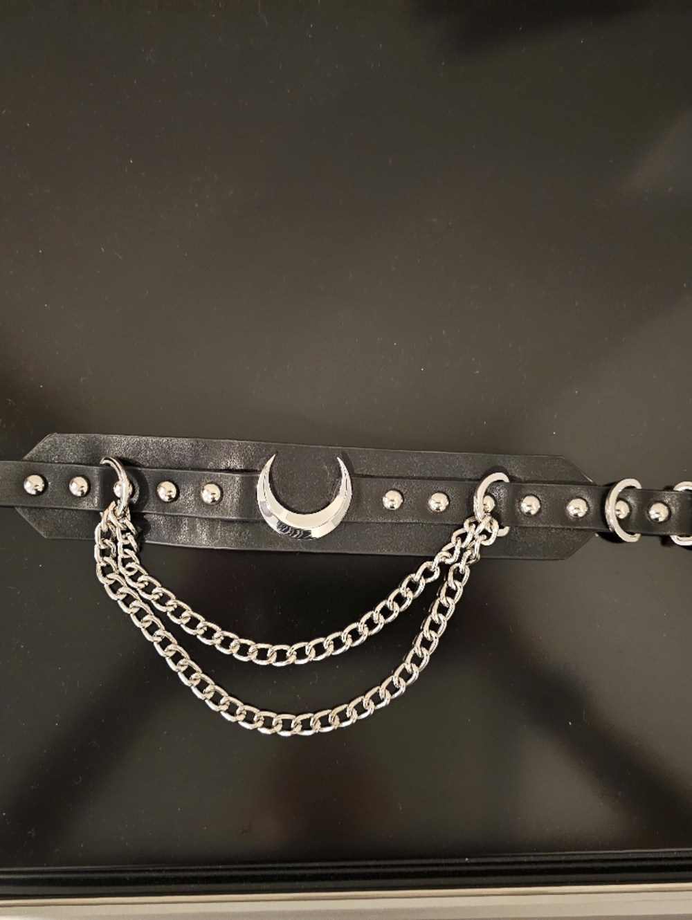 Killstar Black Faux Leather Moon Chain Choker O/S